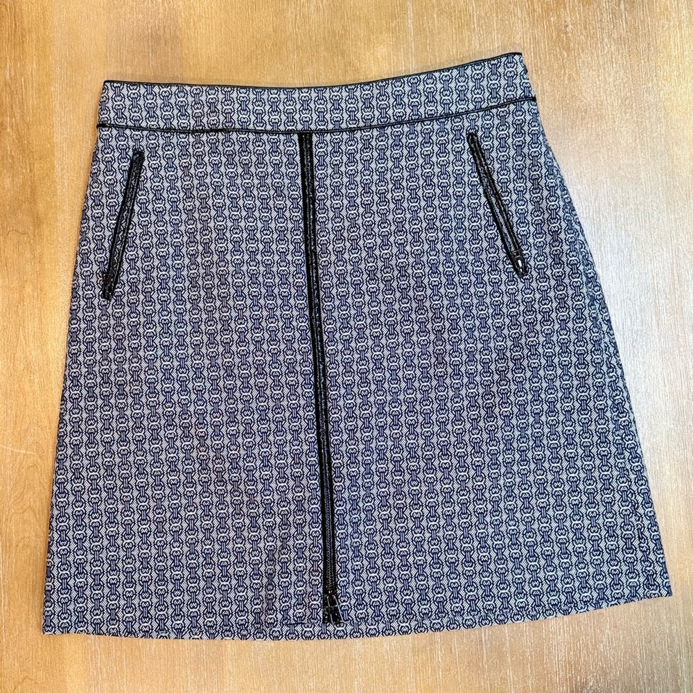 NWOT Tory Burch Gemini Link Chaumont‎ Skirt Navy White Size 8